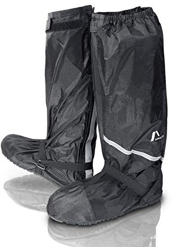 Amazy Copriscarpe impermeabili Incl. sacca portaoggetti gratuita - Copriscarpe pioggia, antiscivolo e impermeabili muniti di riflettori – uso notturno per bici, moto con pioggia e neve.