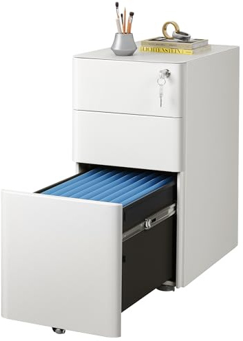 DEVAISE 3 Drawer File Cabinet on Wheels, Fully Assembled Except Casters