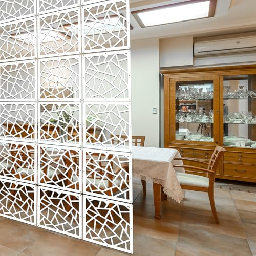 Lchen Hanging Room Divider,10 Pieces Wood-Plastic Hanging Panels 0.2“Thick Screen Panel for Living Room Bedroom Home Decoration(DQ,11.4X11.4)