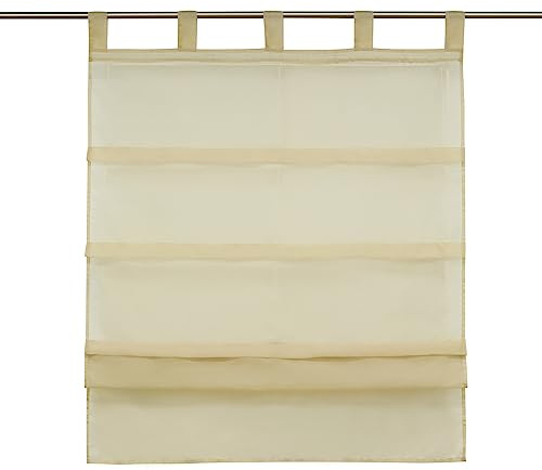 Joyswahl Voile Bistrogardinen Raffrollo mit Schlaufen »Oonagh« Schals Fenster Vorhänge BxH 140x140cm Sand 1er Pack