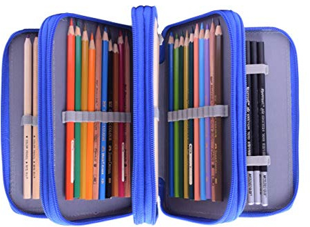 Stiftemappe Oxford Schlampermäppchen Blau Federmappe mit 4 Innentaschen Stiftetasche mit Großer Kapazität Federtasche Stifte Pinsel Bleistifte Aufbewahrungstasche Schüleretui für Kinder Erwachsene