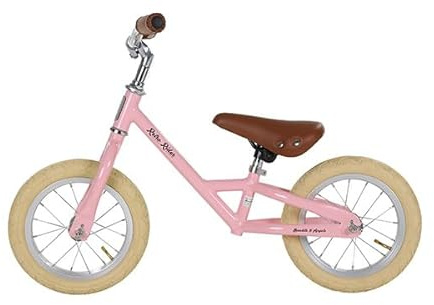 Bandits & Angels Metal Laufrad Retro Rider Pink ab 2,5 Jahren – Für Jungen und Mädchen – Rosa Balance Bike – Verstellbarer Sattel 36 bis 44 cm – Luftreifen – Luxuriöse Griffe
