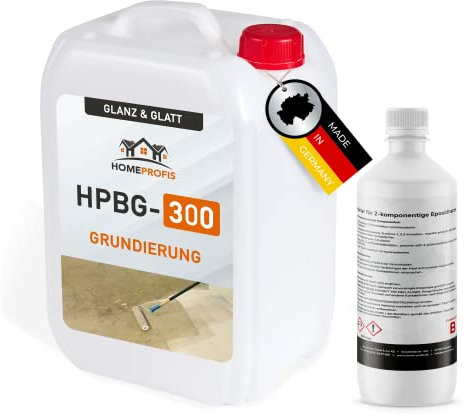 Home Profis® HPBG-300 2K Epoxidharz Tiefgrund für Bodenbeschichtung & Steinteppich | Grundierung für Innen & Außen | 100% Wasserdichter Primer | Beton Estrich Keller Garage Balkon Terrasse | Bis 30m²