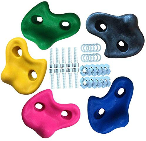 LuukUP Klettersteine Kinder Klettergriffe für Spielturm Kletterwände, bunt für eine Kletterfläche (5 PCS)