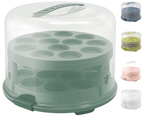 Rotho Fresh Tortenglocke hoch mit Trays, lebensmittelechter Kunststoff (PP) BPA-frei, türkis/transparent, (35.5 x 34.5 x 26.0 cm)