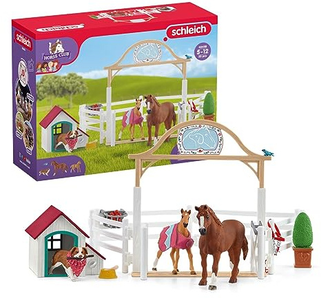 Schleich Horse Club | Hannahs Gastpferde mit Hündin Ruby 42458 | 33 Teile | Spielset ab 6 Jahren | Set mit Figuren, vielen Funktionen und zahlreichem Zubehör | detailgetreues Pferdespielzeug