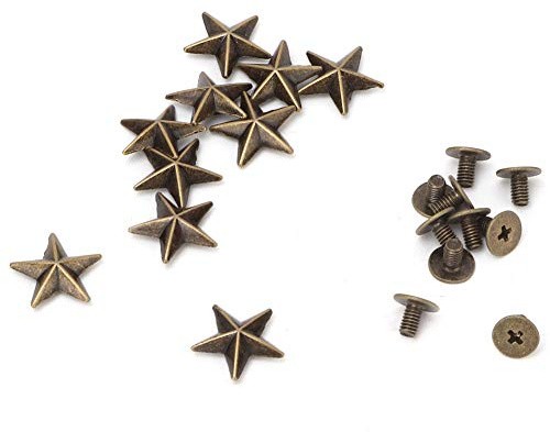 Qcwwy 10 Metallsterne, Schraubnieten, Sternnieten, Basteln, Zinklegierung, Niete für Schuhe, Taschen, Nieten, Handtaschen, Füße, Nagelköpfe für Geldbörse, Leder(14 mm