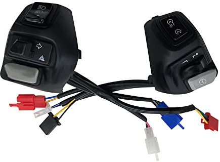 Motorrad-Lenkerschalter,Asudaro 1 Paar Multifunktionsschalter Motorrad Links Rechts Lenker Scheinwerfer Schalter Trompete Blinker Schalter Taste Steuerung Kompatibel mit AEROX-155,Schwarz
