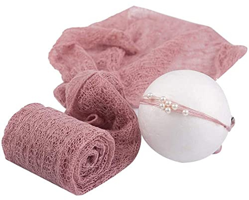 yufana 2 Stück Neugeborenes Baby Fotografie Foto Prop,Stretch Wrap Baby Lange Ripple Wrap,Neugeborene Fotografie Requisiten,Wickeldecke Wickeltuch mit Stirnband für Baby Jungen Mädchen Geschenk