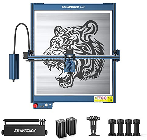 ATOMSTACK A20 P-ro Laser Engraving Machine Equipped with R3 PRO Laser Rotation Roller, 20W Optical Power Laser Engraver Cutter, Support Self-Developed Mobile Phone APP, Engraving Area 400x400mm