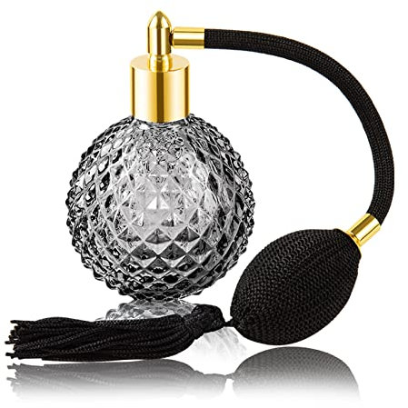 Lamoutor Vaporisateur de parfum vintage 100 ml rechargeable avec long pompon noir