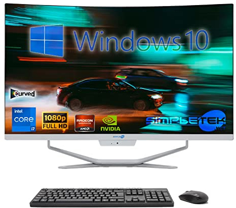 SIMPLETEK - PC All in One Display 27 Curvo Core i7 Windows 10 | 8GB RAM SSD 240GB | Lavoro, Intrattenimento