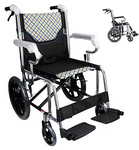 GHBXJX Leichter Rollstuhl 10 kg, Ultraleicht Rollstuhl Faltbar Leicht Reiserollstuhl, Transportrollstühle für ältere und Behinderte Menschen, Aluminium, 24 Monate Garantie