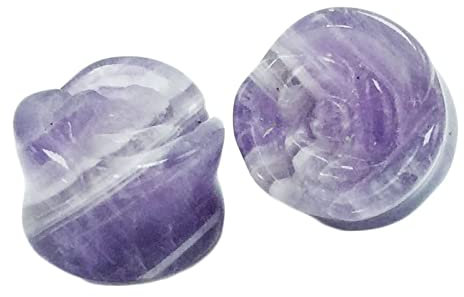 KnBoB 1 Paar Piercing Ohr Tunnel 12MM Stein Lila Amethyst Rose Flesh Tunnel Expander Herren und Damen Ear Tunnel