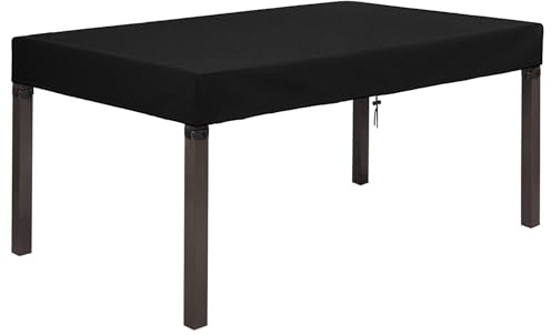 Dokon Tischplatte Abdeckung Wasserdicht Schutzhülle für Gartentisch | Robustes Oxford, Wasserdicht Beschichtet, Winddichte Gurt, Kordelzug, UV-Schutz, Wetterfest Schutzhülle, 150x90x15cm, Schwarz