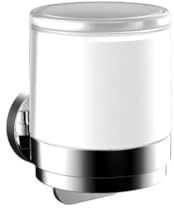EMCO Round Flüssigseifenspender zur Wandmontage I Pumpspender zum Kleben oder Schrauben I Wandseifenspender & Seifenspender für Badezimmer Chrom Einhand Seifenspender