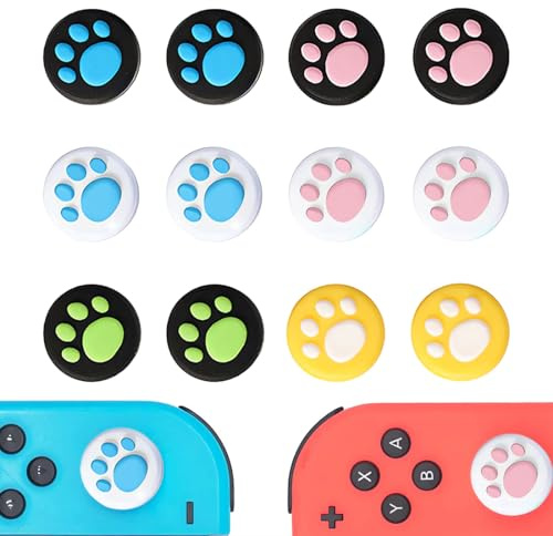 Joystick en Silicone, 12 Pièces Protection Manette Switch,Capuchon de Joystick,Contrôleur Analogique en Silicone,Houssede Stick Analogique Ensemble de Poignées de Pouce pour Switch/OLED/Lite/Manette