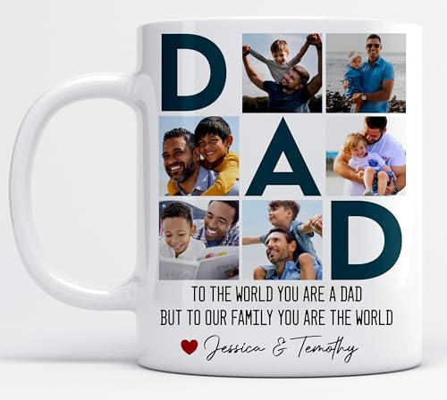 EKAM Personalised Dad Coffee Mug - 11oz Coffee Cup - Add Your Photos and Text - Present for dad - Gift for Father's Day - Gift Cup Father's Day Dad Daddy Grandad Grandpa - Tea Mug (Design 01)