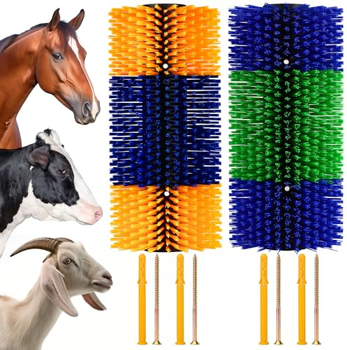 DiDiBirDi Lot de 2 Brosses à Gratter pour Bétail - Brosses de Toilettage pour Chevaux, Chèvres, Vaches - Soulage les Démangeaisons sur le Dos - Excellentes Fournitures pour Animaux