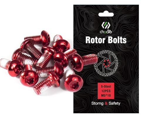 CNCLOL MTB Disc Rotor Bolts, M5x10mm Brake Rotor Screws, 12Pcs Steel Rotor Bolts for Bike, Red Blue Orange Green Black Gold