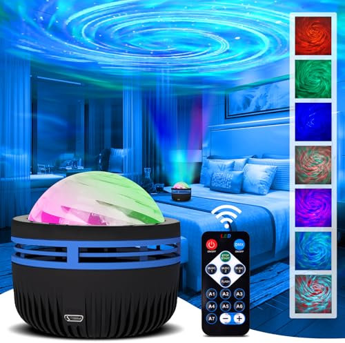 Northern Lights Aurora Star Projector With Remote Control, RGB Colorful Night LED Projection Lamp, 7 Light Effects Galaxy Projector for Bedroom Home Decorations