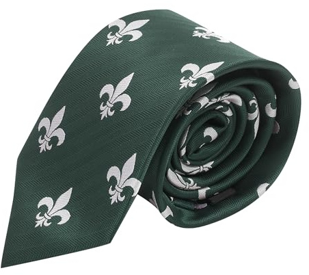 King & Priory Cravate brodée à chevrons Motif fleur de lys Vert foncé, Vert, taille unique