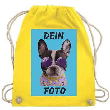 NIMAMA Turnbeutel Baumwollbeutel Bedrucken Lassen - Mit Wunschfoto personalisiert - Einkaufstasche als Geschenk für Damen und Herren selbst gestalten