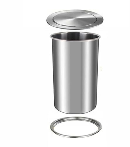 Piccolo bidone della spazzatura in acciaio inossidabile con coperchio per piano di lavoro della cucina, capacità 12 l, design da incasso integrato per uso esterno e interno