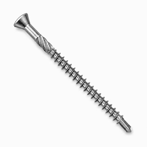 sopomarkt24 Torx Terrassenschrauben Edelstahl Drilltec 5.0x80mm, 200 Stk, Senkkopf, Teilgewinde mit Bohrspitze, martensitisch, hohe Bruchfestigkeit, für Holz & dünne Bleche, Torx-Antrieb