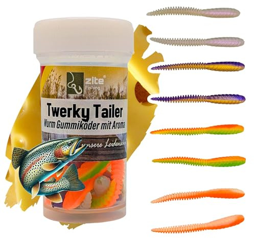Zite Fishing Twerky Tailer Forellenköder Gummi | 3in1 Gummiköder / | Angelköder Forelle | Made in Germany | Phthalatfrei | Forellenangeln Köder&Spoons Alternative, Forelle