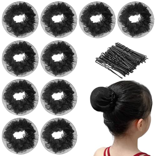 KUMSODE 10 Pièces Filet à Chignon, Filets à Cheveux Invisibles, Maille Chignon Filet, Filets à Cheveux, Cheveux Filets, Filet Chignon Noir, Pour Ballet, Danse, Infirmière et Ainsi de Suite