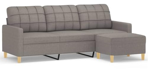 ULUYYUC Sofa Wohnzimmer Big Küchensofa Kleines für Jugendzimmer - 3-Sitzer-Sofa mit Hocker Taupe 180 cm Stoff für Küche Wohnzimmer Esszimmer Schlafzimmer