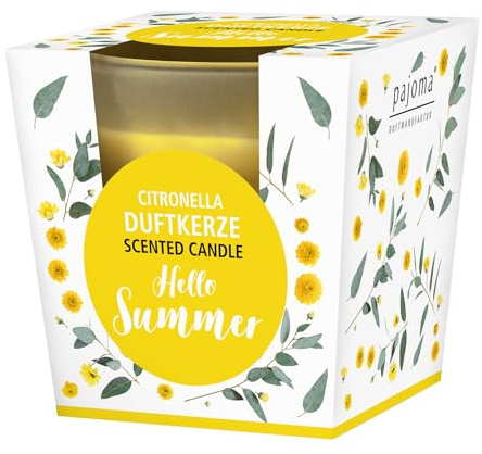 pajoma® Duftkerze Citronella 4x im satinierten Glas | Brenndauer: 25 Stunden, in edler Geschenkverpackung | Premium Qualität