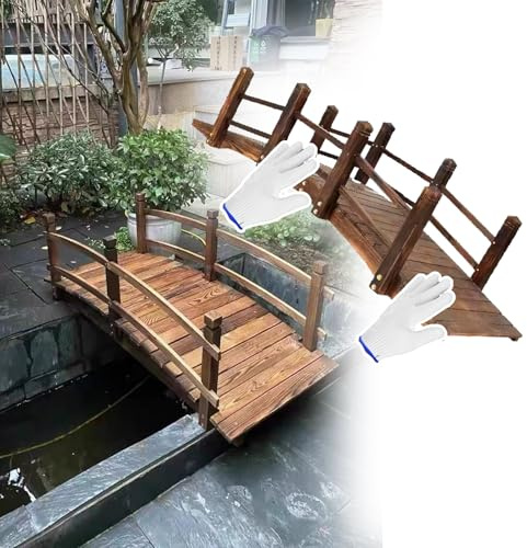 WLCGYD gartenbrücken teichbrücke Japanische Brücke Für Den Garten, Rustikale Gartenbrücken Für Den Außenbereich, Dekorative Teichbrücke, Bogenförmiger Fußgängersteg, Gehweg Mit Schrauben(5ft/150cm)