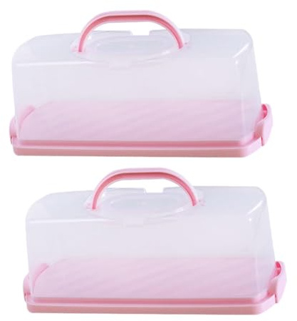 VICASKY 2pcs Portable Airtight Bread Box with Transparent Lid Loaf and Cake Storage Container for Home Office Picnic Keeps Snacks Fresh and Clean