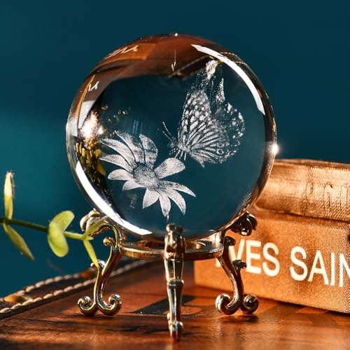 ZRENJHUS Pisapapeles de cristal con diseño de mariposa en 3D, figura de regalo para decoración del hogar