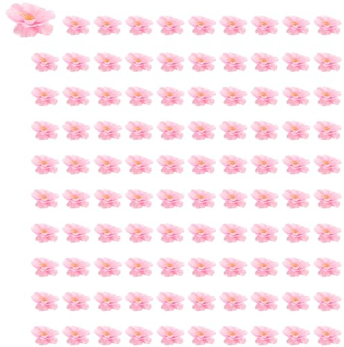 Aboiled 100 Stück Künstliche Kirschblütenköpfe Aus Seide, Blumenkopf, Rosa Blütenblätter, für Braut-Haarspangen, Stirnbänder, DIY-Zubehör
