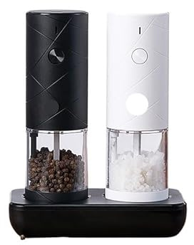 Macina Pepe,Macina Sale e Pepe Macinapepe elettrico, macina spezie, cereali, saliera, luce LED, 6 modalità, utensile da cucina, set 2 pezzi