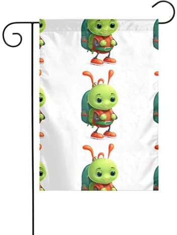 Gartendekoration, Gartenflagge, 30,5 x 45,7 cm, Motiv: WHJSSF Happy Little Ameise, dick und verschleißfest, für Blumentöpfe und Rasen im Garten