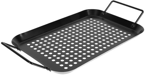 BIUDECO Bandeja de Barbacoa Antiadherente para Verduras y Carne con Asas Plancha Ligera y Duradera para Cocinar al Aire y Casa Fácil Limpieza y Resistente