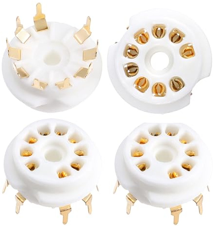Hoement Base per Tubo a Vuoto 9 Pin in Ceramica 4 Pezzi Placcatura Oro per Apparecchi Audio Compatti e Professionali Montaggio Semplice
