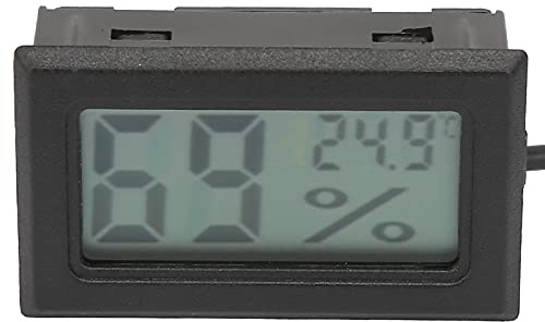 Aolidsive Square Digital Temperature Thermometer Hygrometer with Probe 1.5m Line, Indoor Outdoor Thermometer for Refrigerator Grow Tent Monitoring Temperature Humidity (Black)