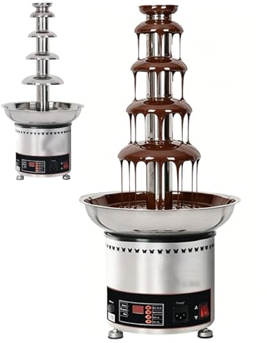 Macchina Per Fontana Di Cioccolato Professionale, Fontana Elettrica Per Fusione Di Cioccolato A 4/5/6 Livelli Con Temperatura Regolabile, Cascata Per Fonduta In Acciaio Inossidabile Per Feste 5Tiers