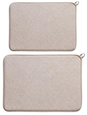 2Pcs Kitchen Drying Mat, Dish Drying Mat and Dish Drainer Mat, Non-Slip Drying Mat for Kitchen Counter, Two Absorbent Mats for Sink Area, Flexible Countertop Protection