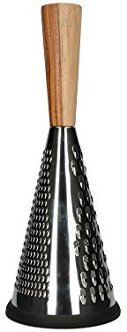 Kitchen Craft Recipiente para Grande Estilo cónico, Rallador de Queso con Mango de Madera, 5 x 5 x 13 pulgadas, Acero inoxidable, Color Plateado/Marrón, 13 x 13 x 33 cm