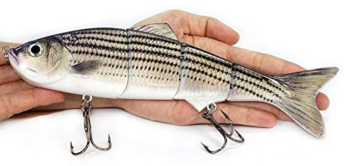 Sfeexun Lifelike 4 Segment Big Swimbaits for Bass Sinking Fishing Bass Lures Artificial Hard Bait Swimbait for Fishing, Great for Fisherman Dad Gift Style 5 (8.85 inches L 4.76oz)