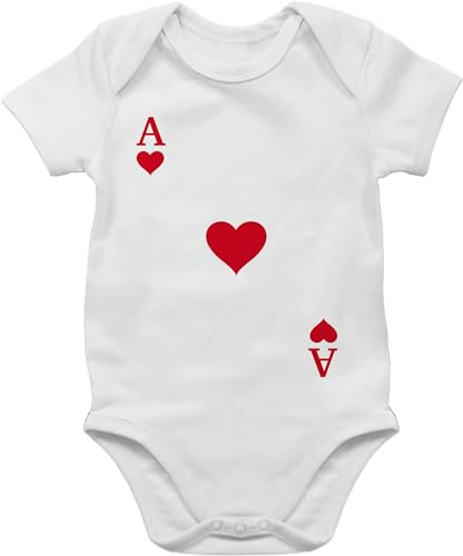 Shirtracer - Baby Body Kurzarm - Karneval & Fasching - Spielkarte Herz Ass Kartenspiel I Ace of Hearts I Poker Playing Cards
