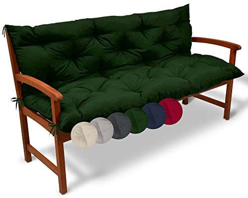Beautissu Flair BR Bankauflage 180x50x50 cm Dunkelgrün - Sitzkissen & Rückenkissen Outdoor Polsterauflage - Gartenbankauflage für Gartenmöbel Bankkissen Sitzauflage für Gartenbank & Hollywoodschaukel