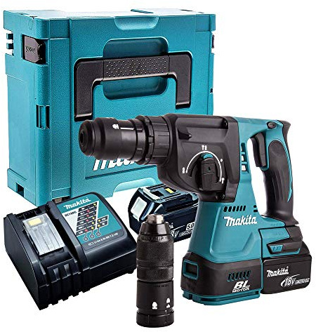 Makita DHR243Z 18V Brushless SDS+ Hammer Drill Kit with 2 x 5.0Ah Batteries, Charger & Case - Makita Hammer Drill, Makita Drill, Power Tools Combo Kits, Brushless Motor
