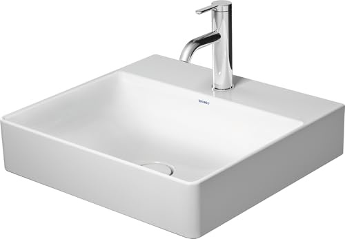 Duravit DuraSquare Waschtisch, 50x47cm, 1 Hahnloch, ohne Überlauf, von unten glasiert, 2353500041, Farbe: Weiß